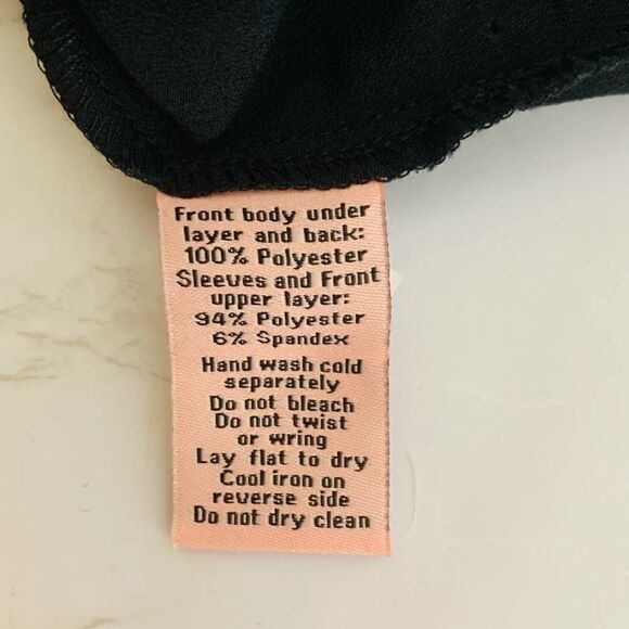 𝅺Juicy Couture Overlay Layered Top Womens Size Large Swiss Dot Black - Picture 7 of 7